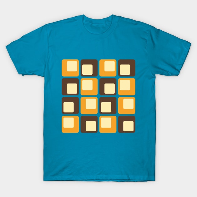 70s Retro Square Shapes Pattern T-Shirt by tinybiscuits